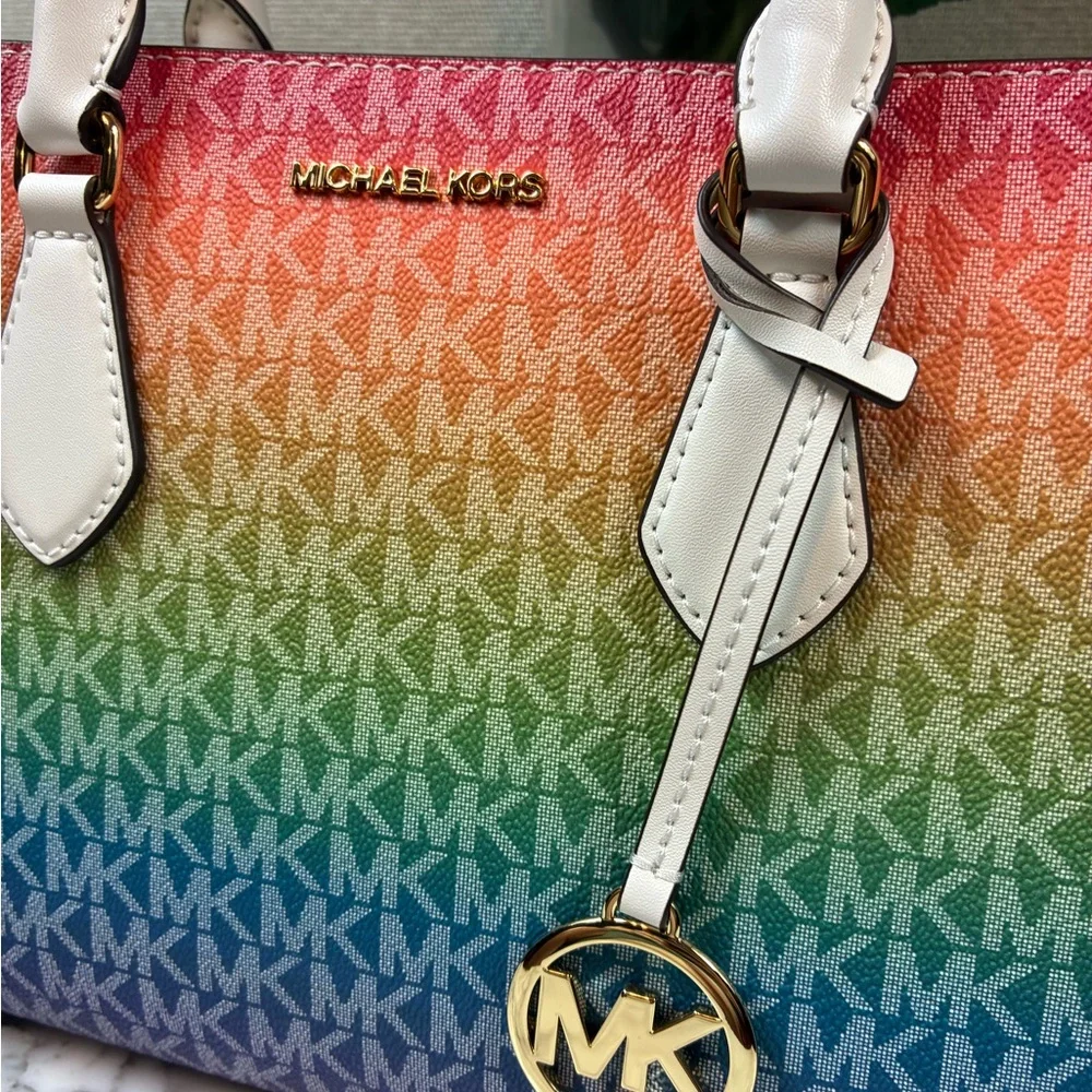 NWT Michael Kors Rainbow Pride Medium Sheila Satchel Bag - MSRP $558 - Picture 2 of 10